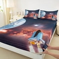 thumbnail image 3 of Manfei 3D Planet Rocket Full Size Sheets for Kids, Mystic Outer Space Bed Sheets, Glitter Stars Galaxy Sheet Sets, Luxury Bedroom Decor, 4 Pieces, 3 of 7
