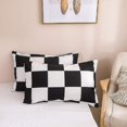 thumbnail image 5 of Funda nórdica a cuadros + 2 fundas de almohada: juego de cama reversible geométrico en blanco y negro para 2 personas y adultos, 5 of 5
