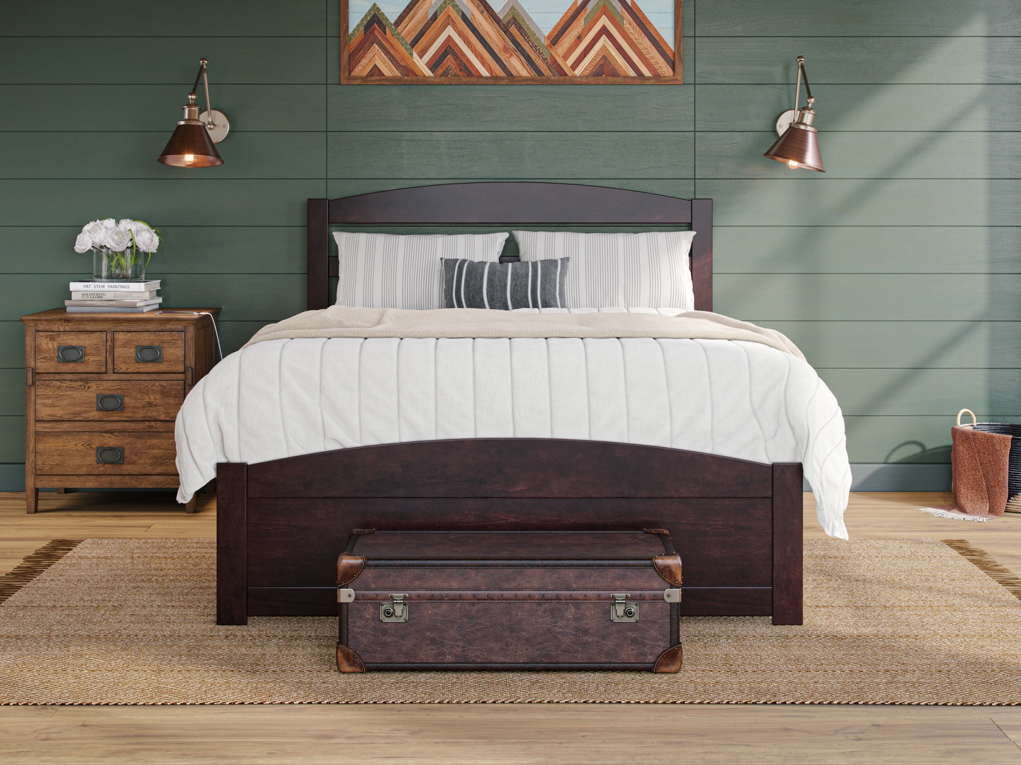 AFI Warren 14" Full Wood Platform Bed Frame with Headboard and Footboard, Espresso