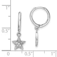 thumbnail image 3 of Primal Silver Sterling Silver Rhodium-plated Hoops with Cubic Zirconia Star Dangle Earrings, 3 of 5