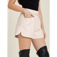 thumbnail image 3 of DARING DIVA Women's Faux Leather Elastic High Waist PU Shorts S Beige, 3 of 6