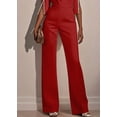 thumbnail image 2 of ZOELNIC Women's Elegant Formal Jumpsuit Long Sleeve Pearl Accent Jumpsuit, Mid-Length Sleeve with Side Slit & Back Zipper, Office to Evening Wear, S, 2 of 4