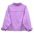 thumbnail image 2 of Women Denim Jacket Oversized Casual Button Up Boxy Jean Jackets Drop Shoulder Long Sleeve Trucker Coat with Pocket Purple XS, 2 of 4
