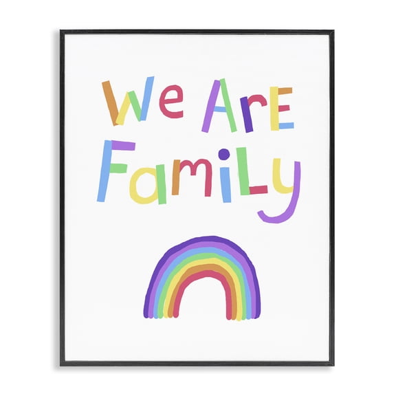 Stupell Industries Contemporary We Are Family Rainbow Black Framed Giclee Art, 11 x 14, by Carla Daly