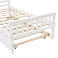 thumbnail image 6 of Twin Bed with Trundle, Wooden Platform Bed Frame with Headboard and Footboard for Bedroom Small Living Space, Wood Slat Support, No Box Spring Needed, White, 6 of 8
