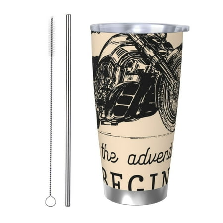 

Tideii Let The Adventure Begin for 20OZ Car Cup Stainless Steel Cold and Hot Cup with Lid Suitable for Outdoor and Home Unisex-Straw Two-piece Set