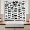 thumbnail image 2 of Ambesonne Queen Kitchen Curtains, Various Crowns Imperial, 55"x39", Black and White, 2 of 3
