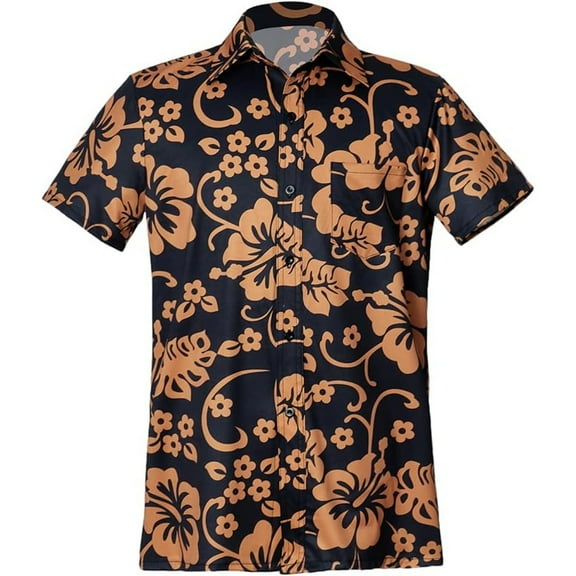 Men's Vintage Raoul Duke Hawaiian Shirt - Retro Floral Print Short Sleeve Button-Up