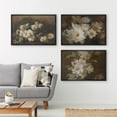 thumbnail image 3 of IDEA4WALL Framed Canvas Print Wall Art Set of 3 Vintage Garden White Flower Fine Art Spring Floral Wall Decor Botanical Pattern Retro Prints Nature Wildflowers Minimal Artwork - 16"x24"x3 Black, 3 of 5