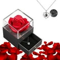 thumbnail image 5 of WYBXZ Eternal Real Rose Gift Box Preserved Rose with Heart Necklace, Necklace Forever Flower Rose Gifts for Women Mom Wife Girlfriend on Valentines Anniversary Wedding Birthday, 5 of 10