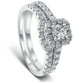 thumbnail image 4 of Pompeii 1 1/4Ct Cushion Halo Diamond Engagement Matching Wedding Ring Set 14K White Gold, 4 of 4