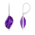 thumbnail image 2 of ANGARA Natural Bezel-Set Leaf-Shaped 13.4 ct Amethyst Dangle Earrings in 14K White Gold for Women (Size-18x11mm) | February Birthstone, Anniversary, Jewelry Gift for Women | Natural Amethyst Earrings, 2 of 7