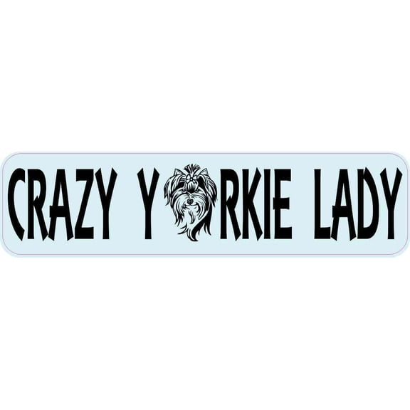 8in x 2in Crazy Yorkie Lady Sticker