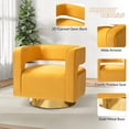 thumbnail image 3 of HULALA HOME Carisa Modern Upholstered Swivel Open-Back Barrel Chair with Golden Base by  Barrel Chair MUSTARD Set of 2 2-Piece, 3 of 6