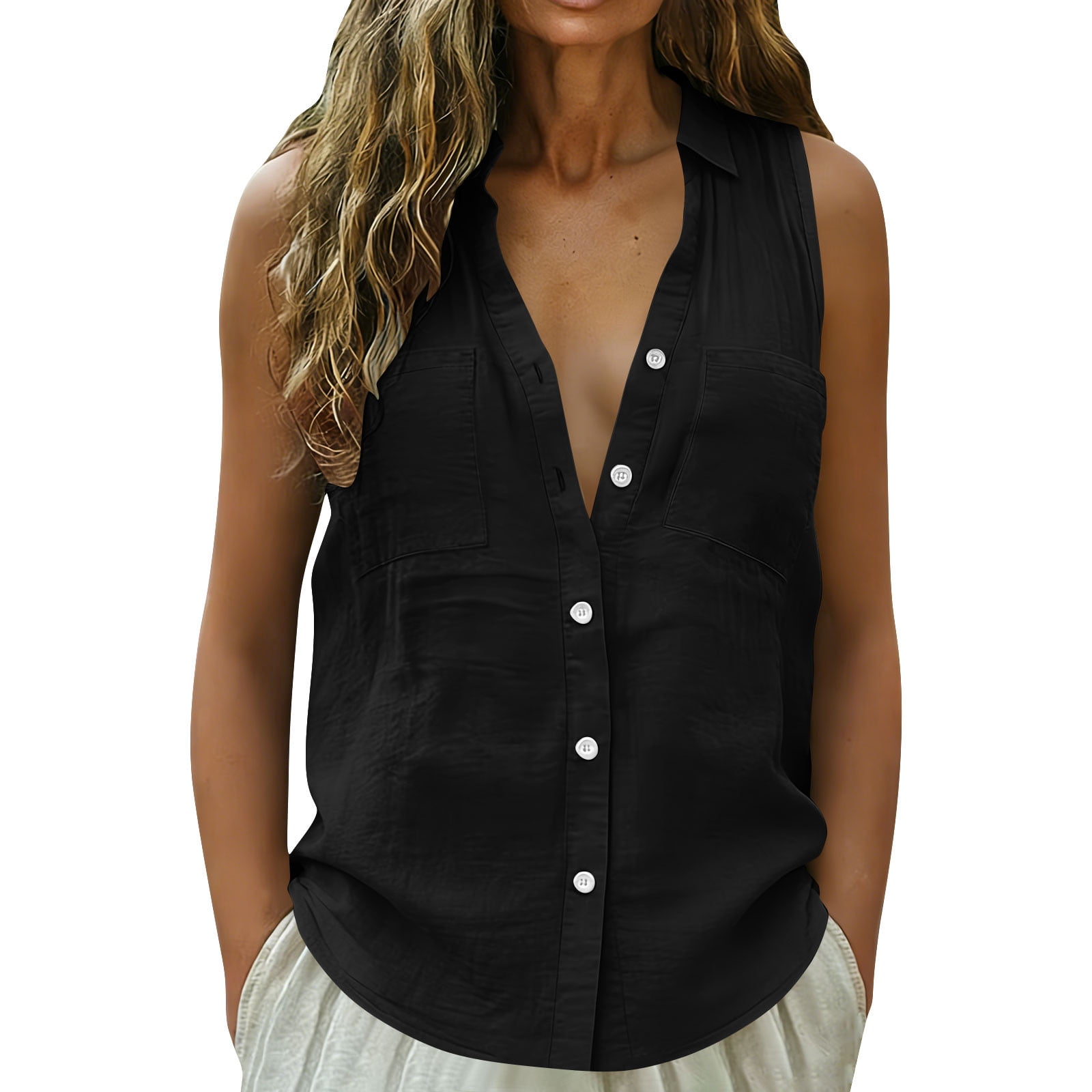 Zedker Womens V Neck Vest Soft Thick Knit Sleeveless Button Down