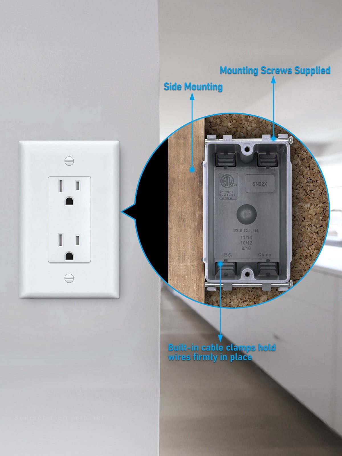 6 Pack One Gang New Work Electrical Outlet Box, Ultra-deep 22.5 Cubic Inch Device Box, PVC Electrical Junction Box for Switch, GFCI, Step Light, ETL Listed
