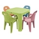 thumbnail image 1 of Mesa Infantil con 4 Sillas de Colores para Niños Plástico Resistente Comer Dibujar Rattan Nube (Verde), 1 of 4