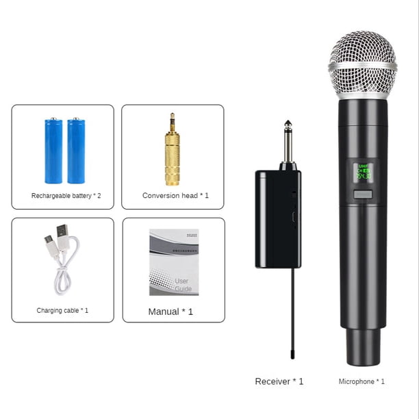MicróFono InaláMbrico Profesional UHF GrabacióN Karaoke PortáTil 1 Canal BateríA de Litio para Escenario Iglesia Fiesta Escuela