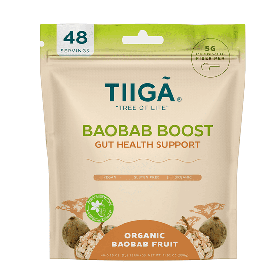 Tiiga Plant-Based Energy Drink - Natural Stamina Boost, Vegan Formula with Baobab Superfruit and Prebiotics, Gluten-Free, Low Sugar - Enhance Focus & Gut Health