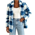 thumbnail image 6 of cocolona Womens Classic Plaid Jacket Fleece Lined Long Sleeve Lapel Overcoat Fall Winter Warm Trendy Outerwear, 6 of 7
