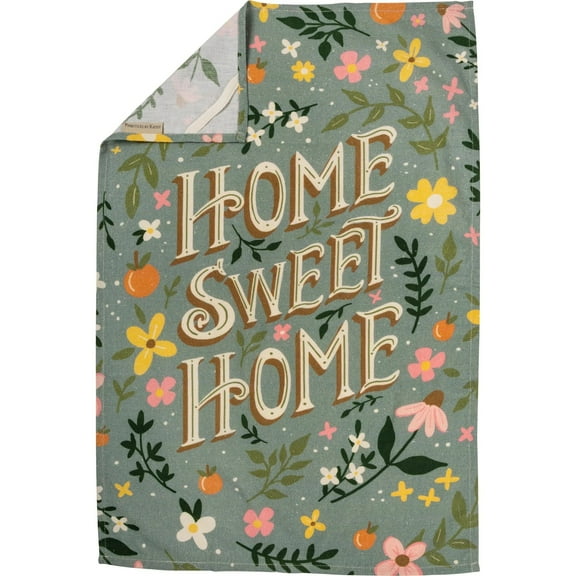 Primitives by Kathy Home Sweet Home Floral Design Kitchen Towel | Novelty Tea Towel | Cute Kitchen Hand Towel | 18" x 28"