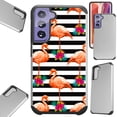 thumbnail image 1 of Compatible with Samsung Galaxy S21 Plus 5G Hybrid Fusion Guard Phone Case Cover (Flamingo Stripe), 1 of 1