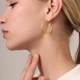 thumbnail image 3 of YOUNGYUE 14K Gold Plated Braided Hoop Earrings for Women, Woven Twist Round Hoops, 30/40/50mm, 3 of 8