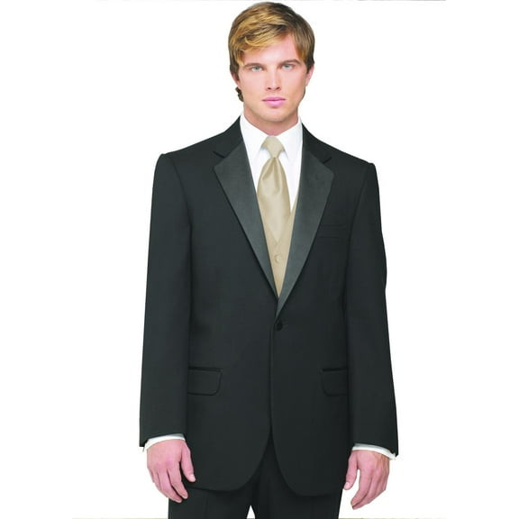 Neil Allyn 7-Piece Formal Tuxedo with Flat Front Pants, Shirt, Champagne Vest, Tie & Cuff Links. Prom, Wedding, Cruise