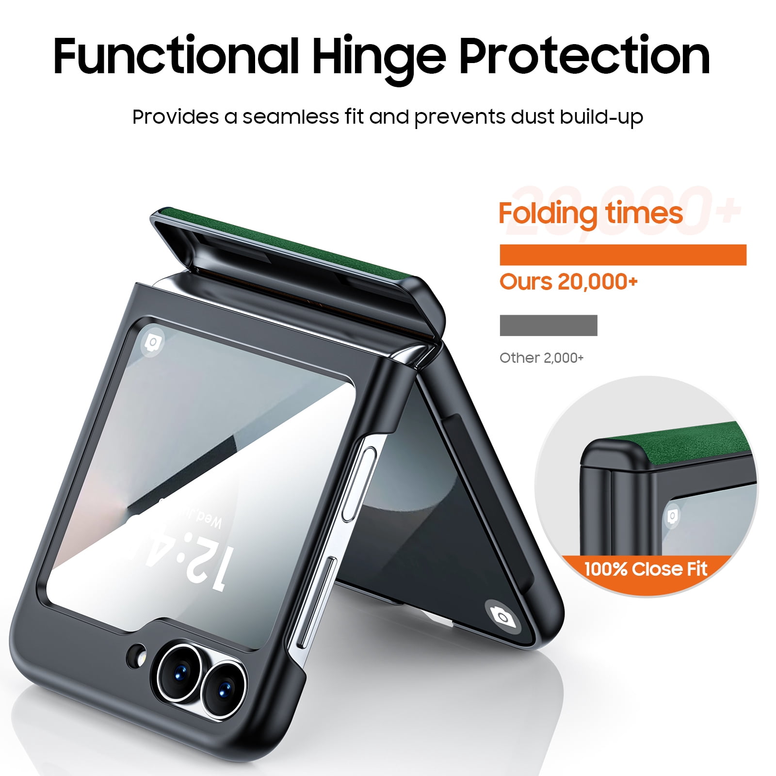 Oupeigar for Samsung Galaxy Z Flip 6/7FE Phone Case With Hinge Protection & Screen Protection,Ultra Thin Leather Shockproof Cover Case-Green
