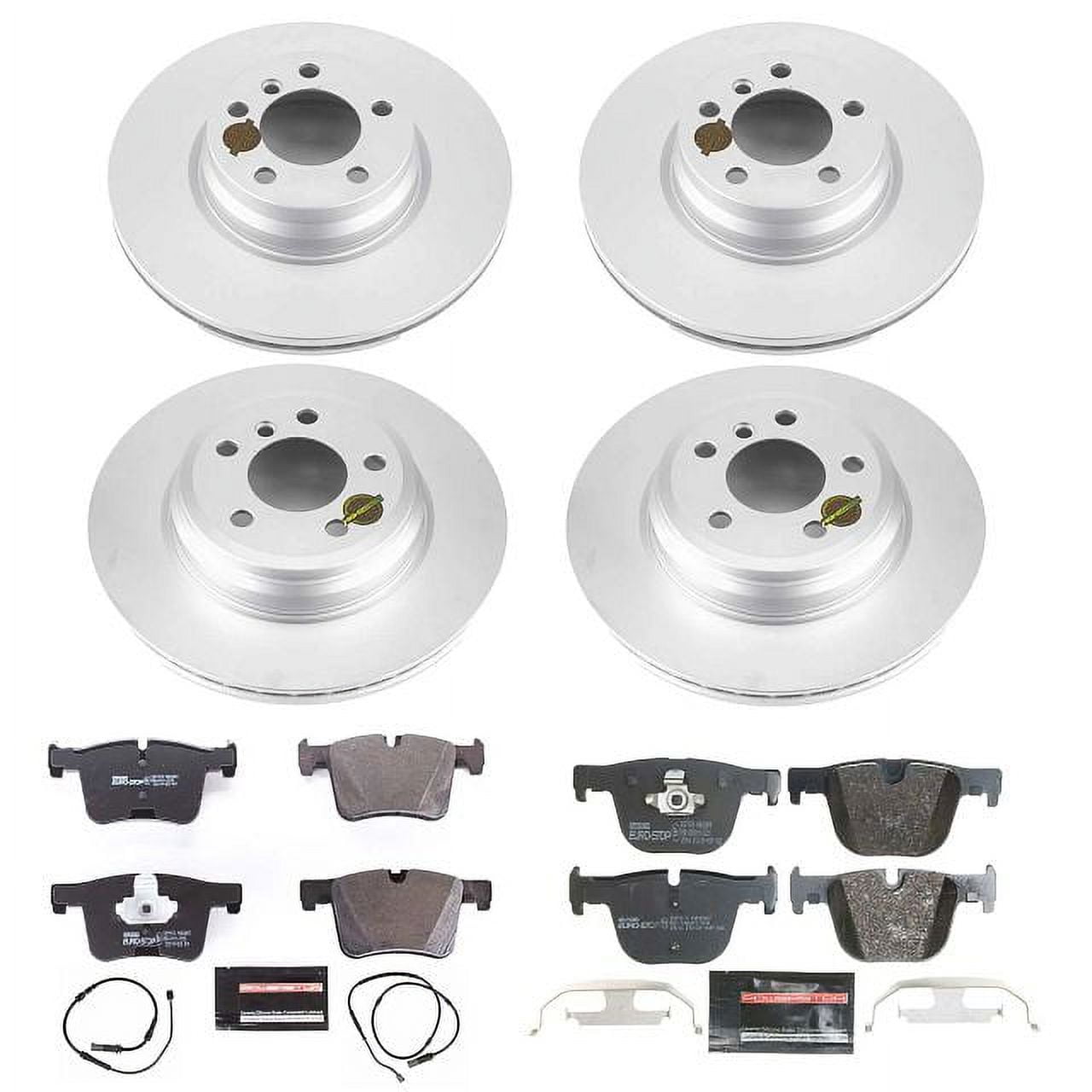 Power Stop Front and Rear Euro-Stop ECE-R90 Certified Brake Pad with Rotor Kit, ESK7936