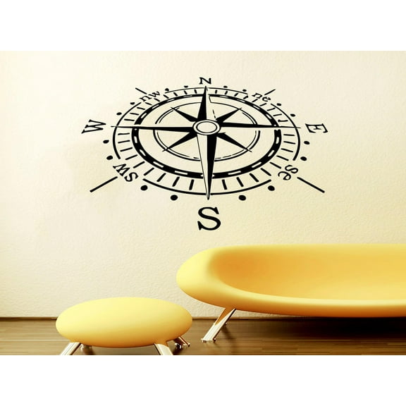 Compass Wall Decal Compass Rose Nautical Vinyl Sticker Sea Decor
