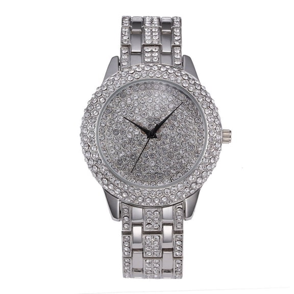 Fashion Women's Quartz Watch with Rhinestone Accents and Self-Adjustable Alloy Bracelet Band Luxury Women Golden Silvery Alloy Watch
