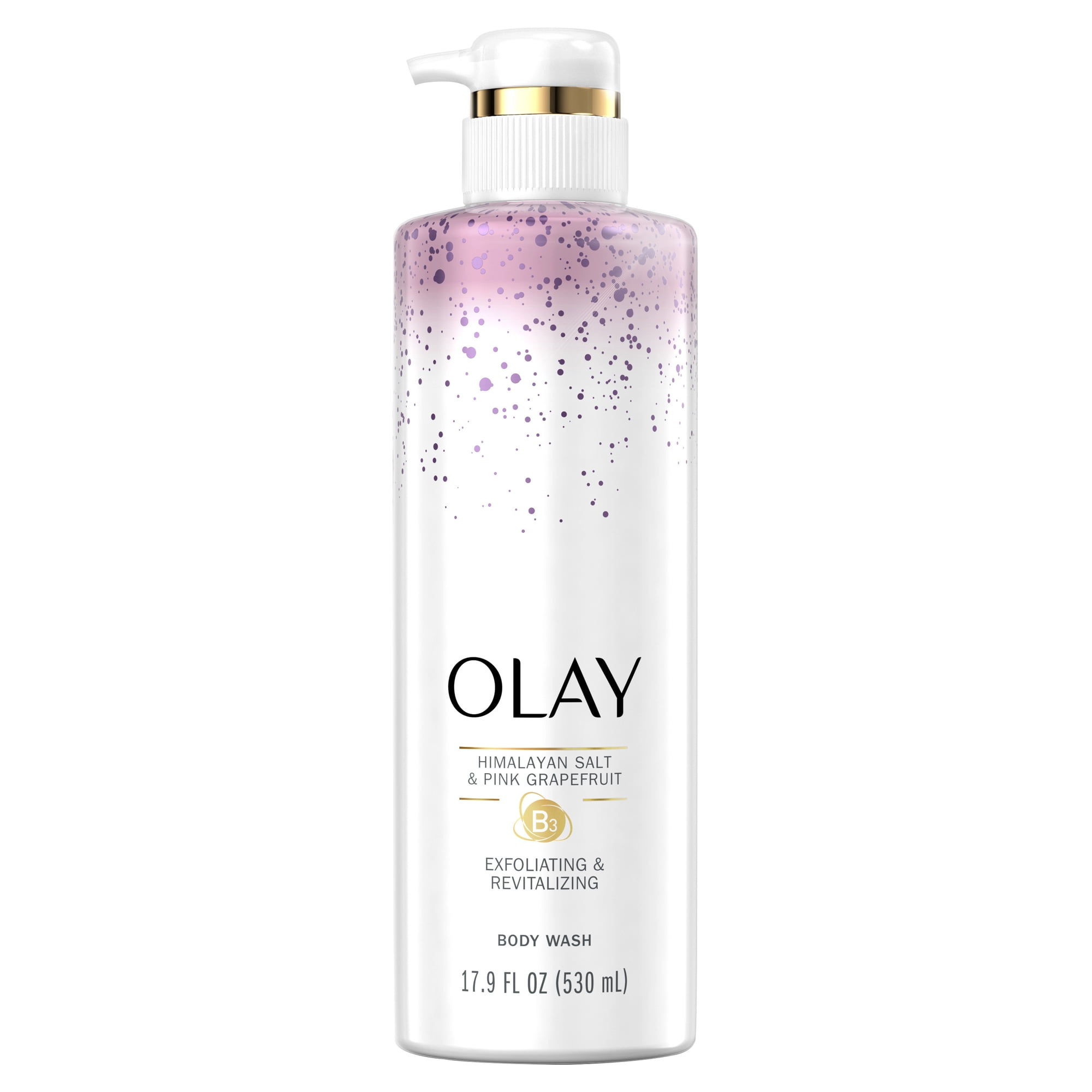 Olay Exfoliating & Revitalizing Body Wash with Himalayan Salt, Pink Grapefruit, and Vitamin B3, 17.9 fl oz