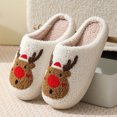thumbnail image 4 of Casa Esponjosas Pantuflas Felpa Alce Navideño Antideslizantes para Otoño E Invierno, 4 of 9