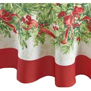 Holly Traditions Fabric Tablecloth - 60 x 84 Oval | Vintage Seasonal Elegance | Christmas Party Table Decor | 100% Polyester