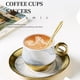 thumbnail image 5 of Bewildely Taza de café de cerámica, tazas de postre, juego de té, platillo, cuchara, tazas con mango dorado, utensilios de café para fiesta, Juegos de servir café y té Gris 200ML, 5 of 6