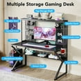 thumbnail image 4 of Tribesigns K-shaped Leg Gaming Desk Computer Table with Cup Holder, Headphone Hook, Gaming Lap Desk, Black, 4 of 5