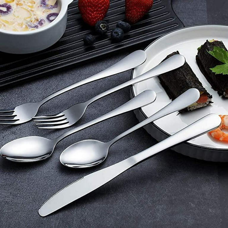ReaNea Black Flatware Serving Set of 8 Pieces, Silverware Serving Utensils  Large Spoon Set