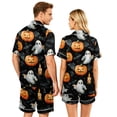 thumbnail image 5 of Festively Fun Couples Matching Halloween Pajamas Short Sleeve Button Front Shirt and Shorts Sleepwear Sets for Men and Women, 5 of 5