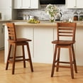 thumbnail image 4 of Costway 4 PCS 24.5" Counter Height Bar Chairs Swivel Bar Stools with Hollow Backrest Brown, 4 of 8