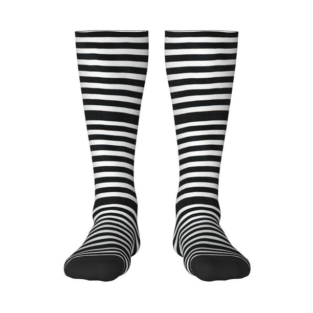 Balery Black And White Stripes Calcetines novedosos Calcetines deportivos Calcetines hasta la rodilla Calcetines de algodón Calcetines originales y geniales