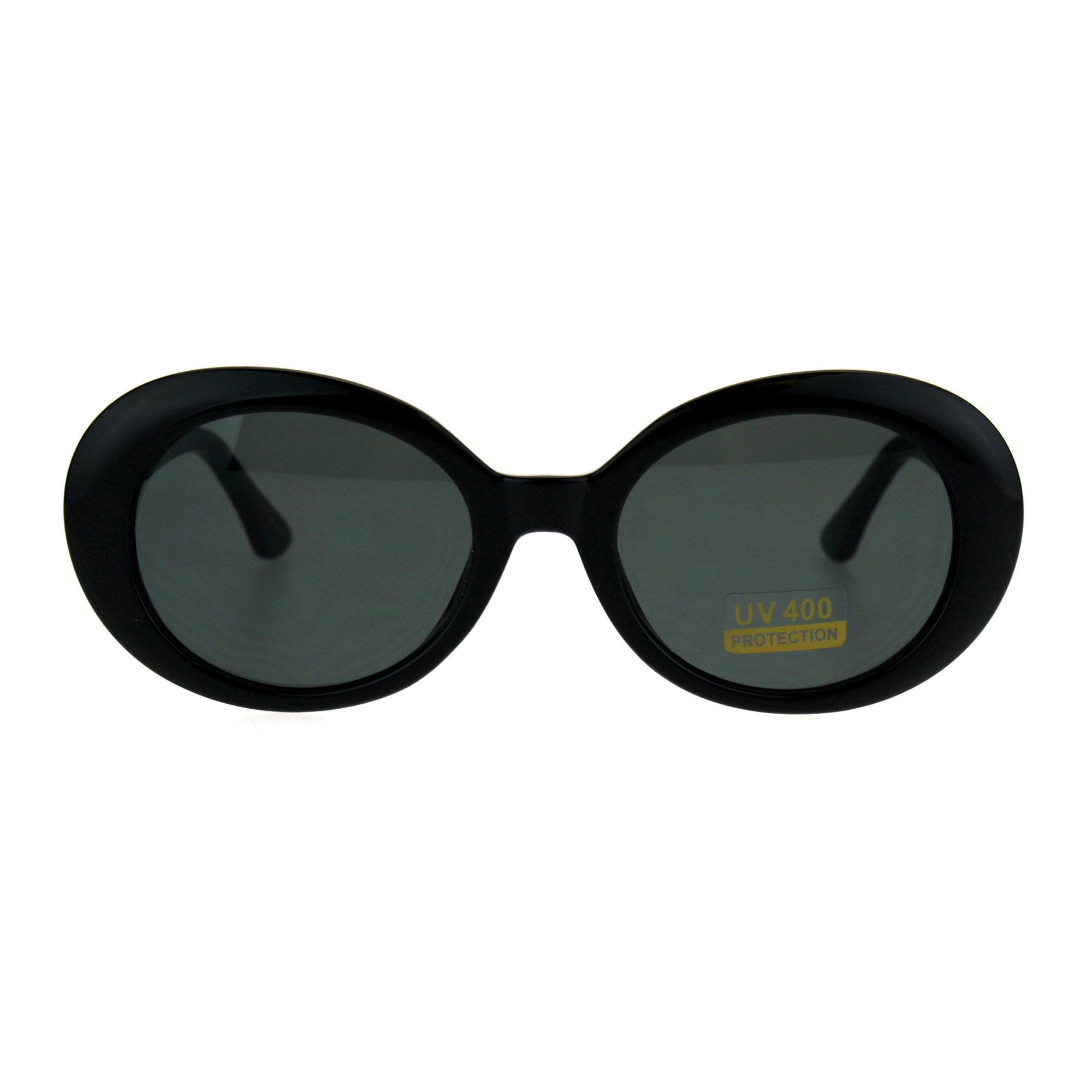 Womens Mod Oval Retro Vintage Shaggy Dapper Sunglasses All Black ...