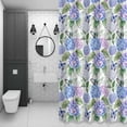 thumbnail image 3 of Spring Hydrangea Shower Curtain for Bathroom, Watercolor Purple Pink White Floral Leaf Butterfly Waterproof Cloth Fabric Bathroom Accessories Set with 12 Rust Proof Plastic Hooks, 72"x78", 3 of 9