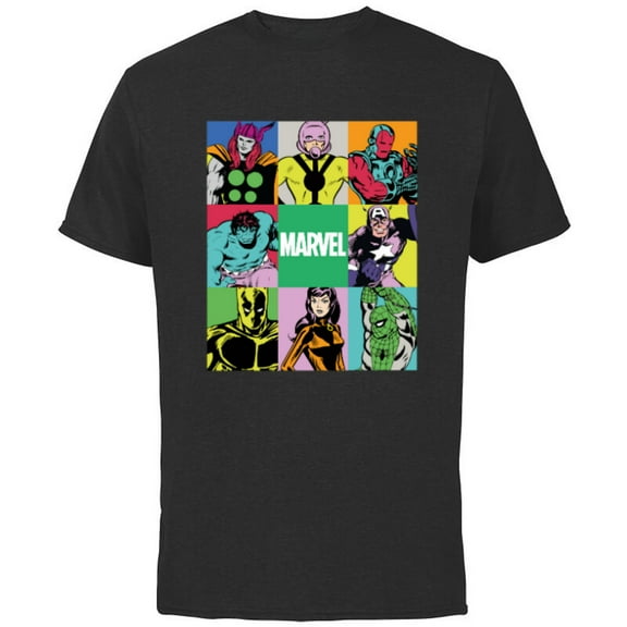 Marvel Avengers and Spider-Man Silver Age Super Heroes Retro - Short Sleeve Cotton T-Shirt for Adults - Customized-Black