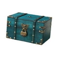thumbnail image 1 of Cofre del tesoro pirata, caja de almacenamiento decorativa de madera, diseño vintage único para el hogar Verde Con Cerradura, 1 of 9