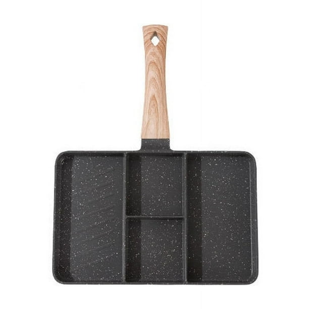 pstuiky Sartén antiadherente cuatro en uno para el hogar, sartén para desayunos, sartén para tortillas de cuatro agujeros, sartén multifuncional para freír filetes