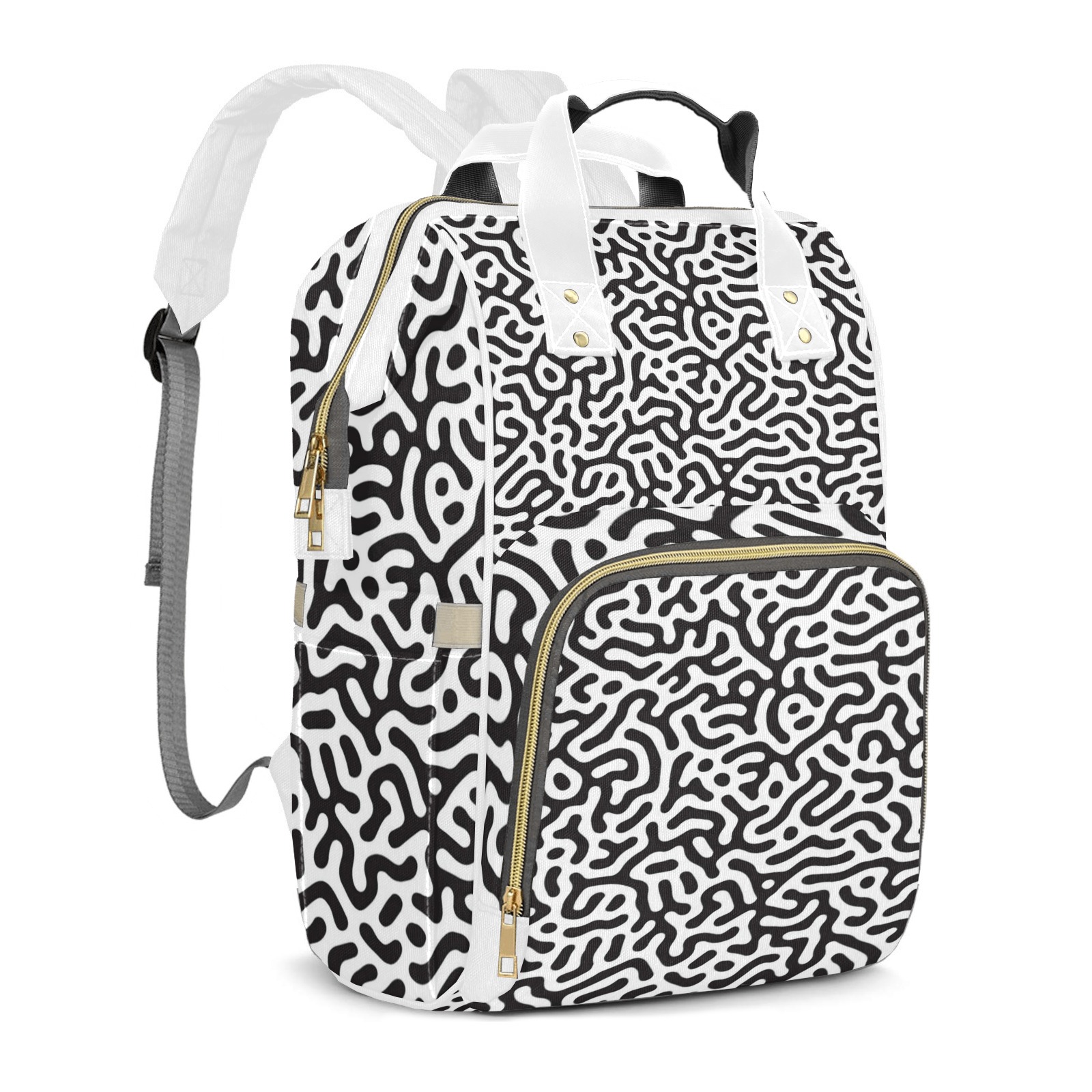 Abstract Geometric Pattern Diaper Bag Backpack – Large Capacity, Insulated Baby Bottle Pocket, Multifunctional Mommy Bag for Boys & Girls