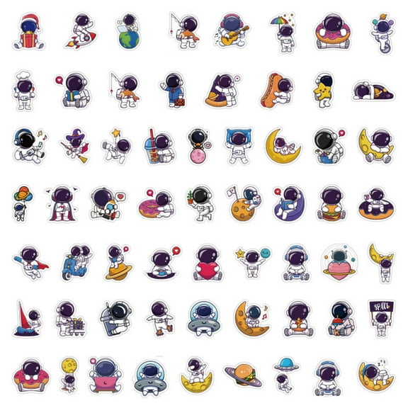 61PCS Astronaut Stickers for Teens Boys Girls Kids Cartoon Space Stickers for Laptop Water Bottle Cup Bike Luggage Phone Flasks Scrapbook
