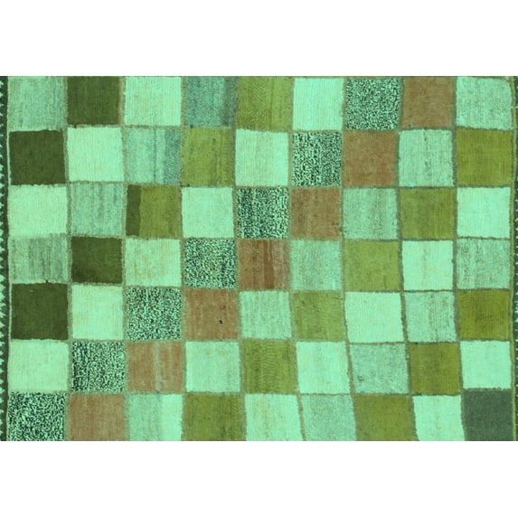 Ahgly Company Indoor Rectangle Checkered Turquoise Blue Modern Area Rugs, 6' x 9'