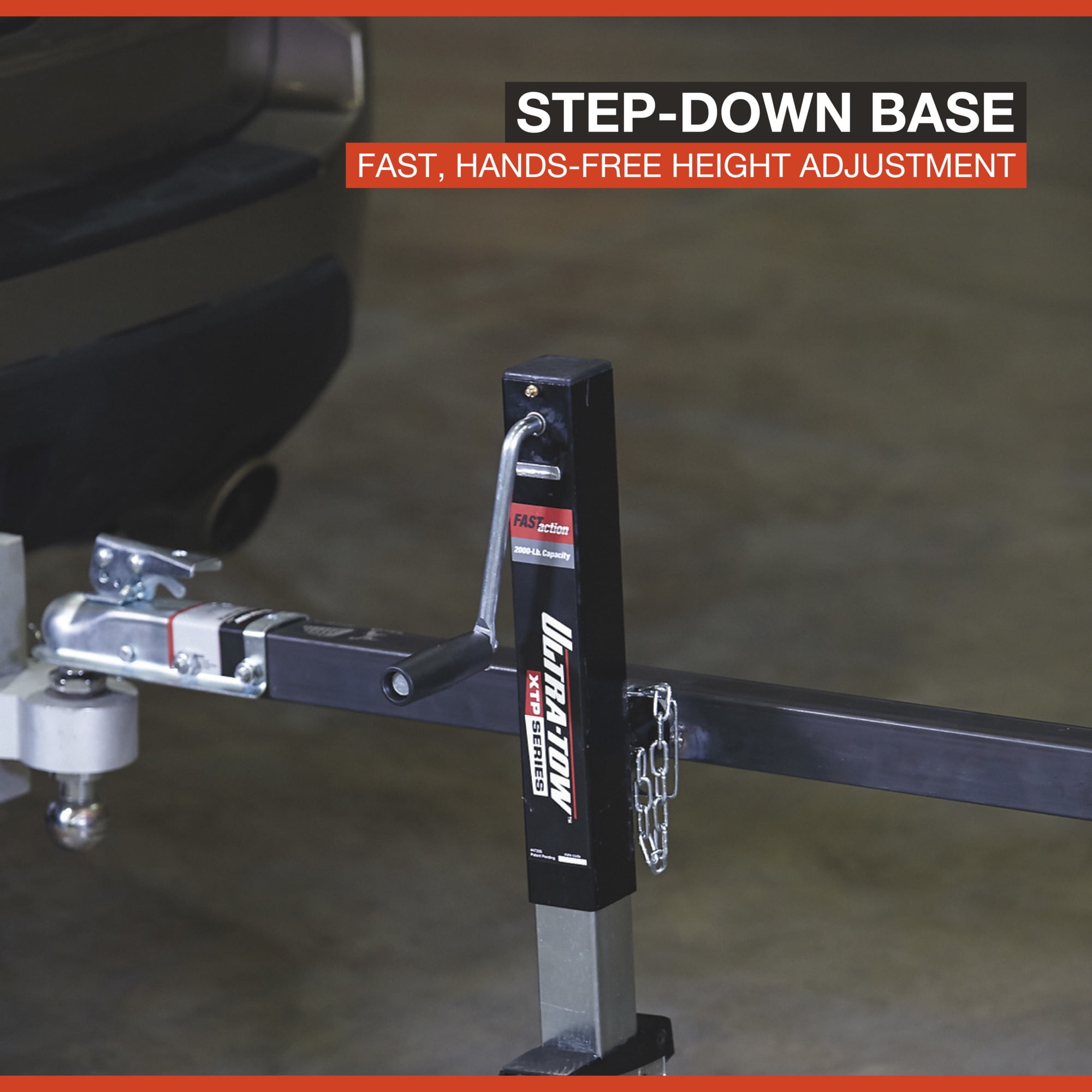 Ultra-Tow XTP Fast-Action Square Tube Trailer Jack, 2000-Lb., Sidewind, Tube Mount, Weld-On